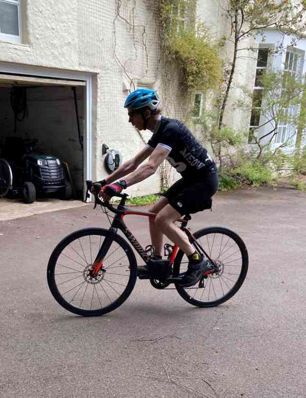 One the road again: Mr Jervis back on his bike doing what he loves