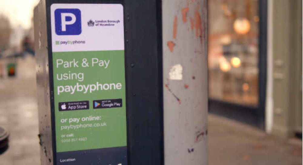 A PayByPhone signed meter in Harrow