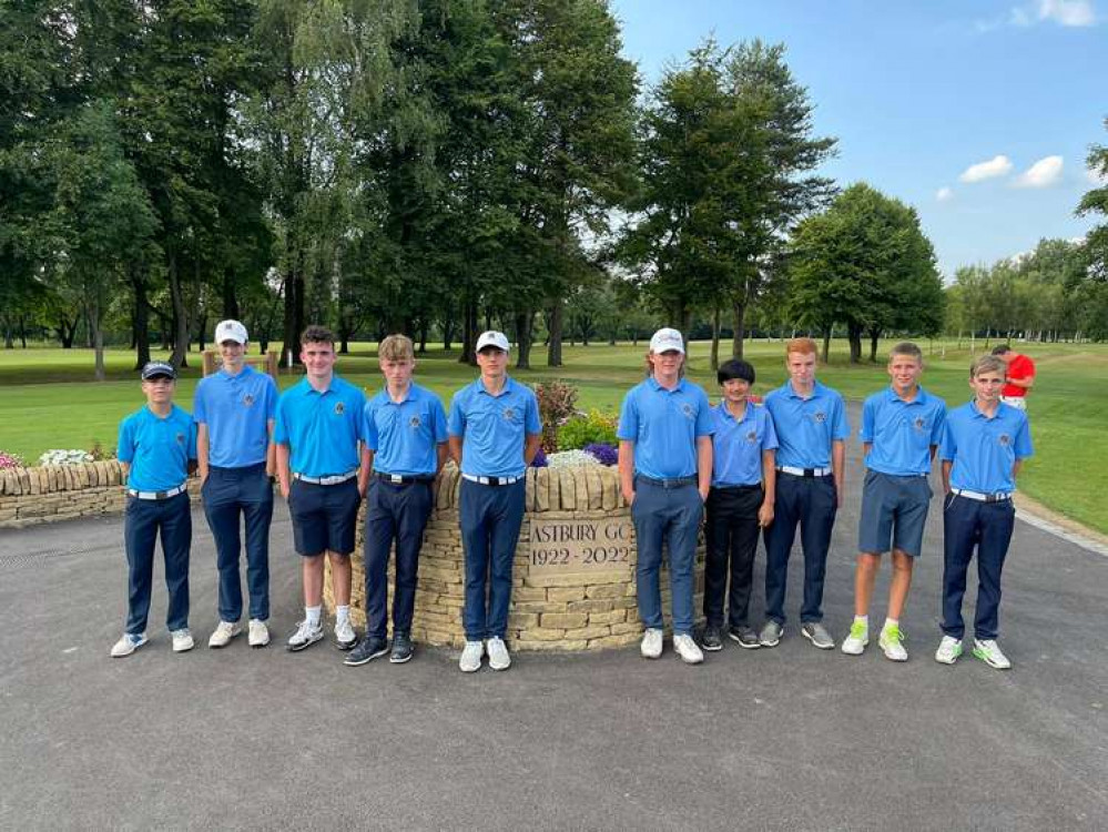 Astbury hosting a county match with the Congleton club's Harry Gittins (second left) part of the winning Cheshire Boys team.