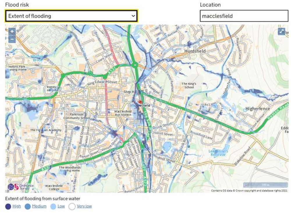 Macclesfield areas in blue are most at risk. How does your home fare?