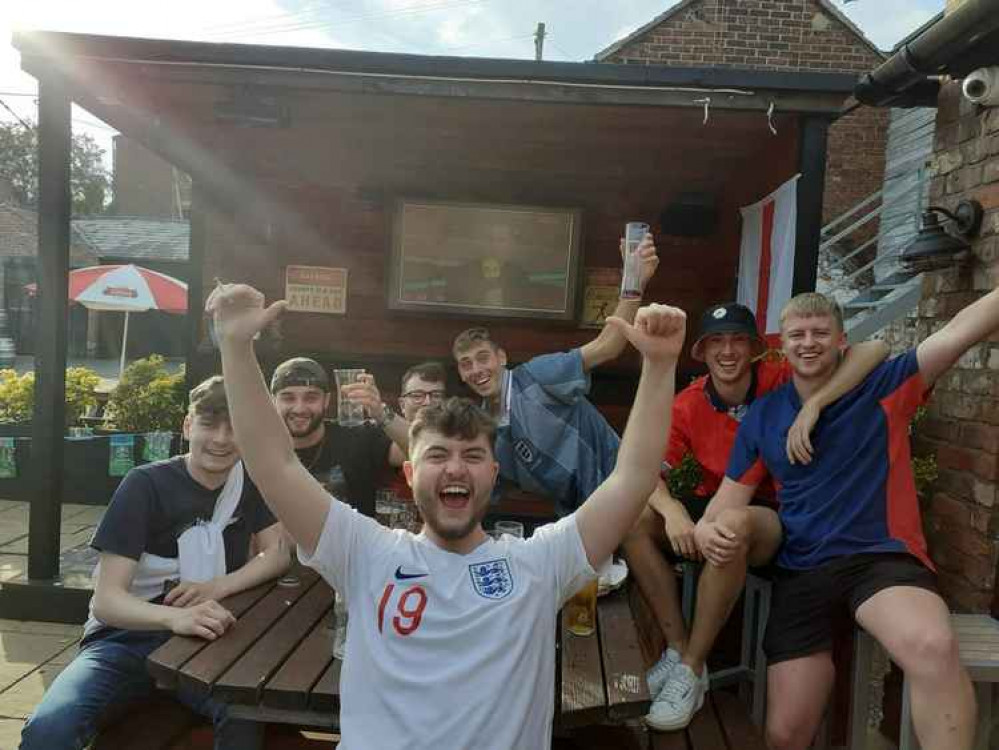 Cam celebrates with friends at The Lion