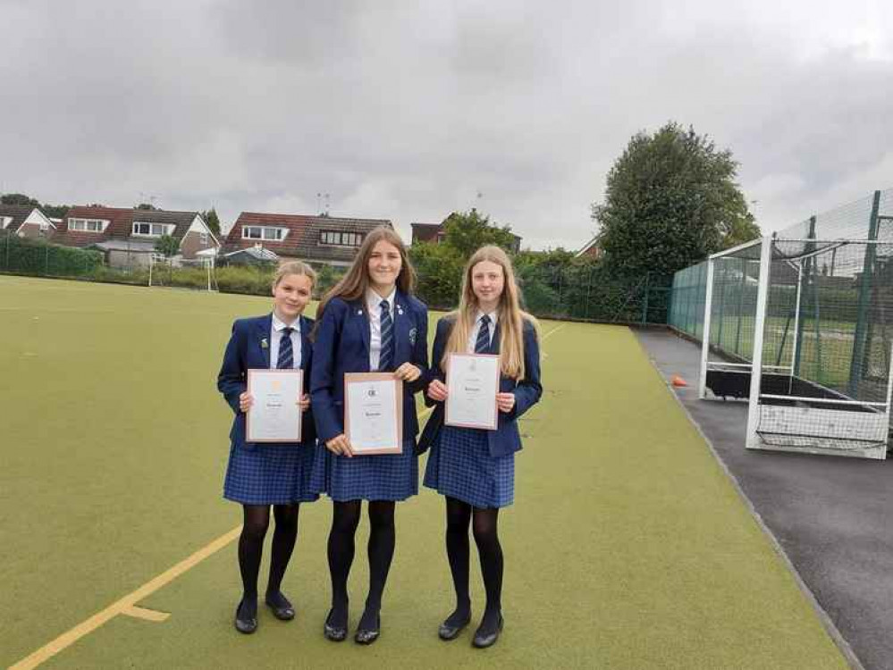 D of E award winners 15-year-old Mia Newton, Bea Garvie and Grace Sykes