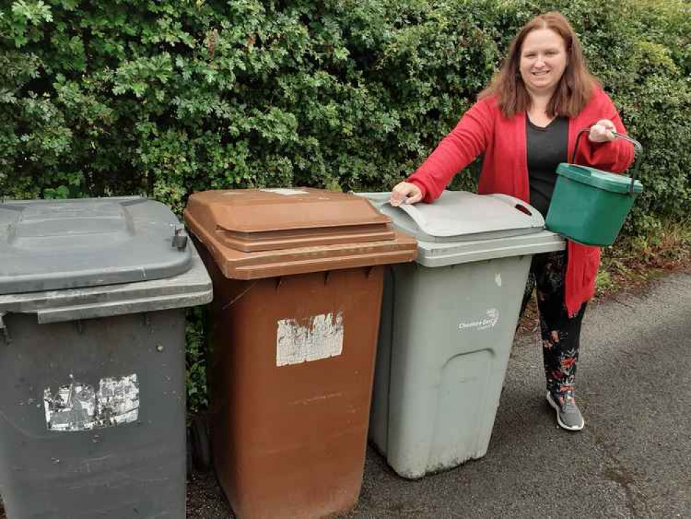 Cllr Crane at her Wheelock home with her bins