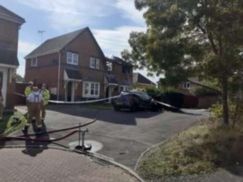 The blaze at the semi-detached house in Coleridge Close today