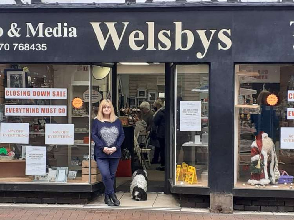 Welsbys owner, Jenny Dodd, outside her famous Sandbach business