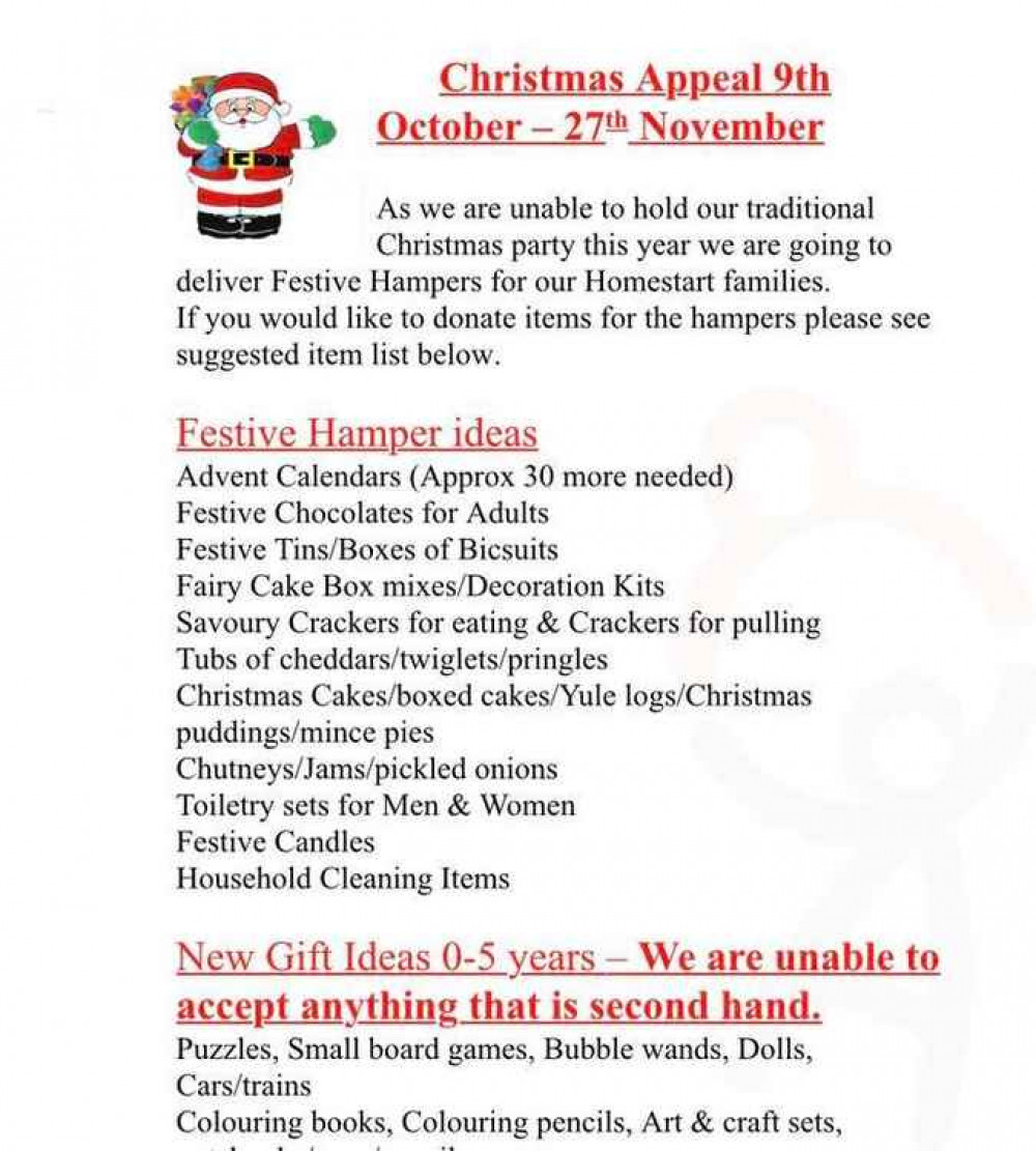 People are encouraged to donate to the charity's Christmas Hamper