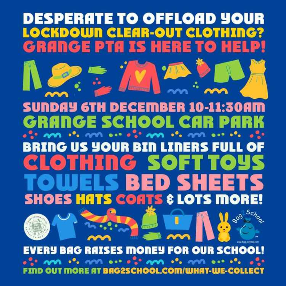 You can donate your unwanted clothes - among other things - on Sunday between 10-11:30am