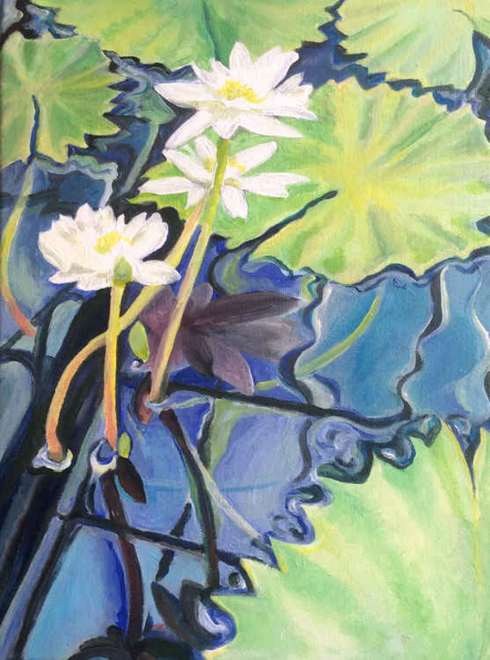 White water lilies at Kew Gardens 40 x 30cm - £60