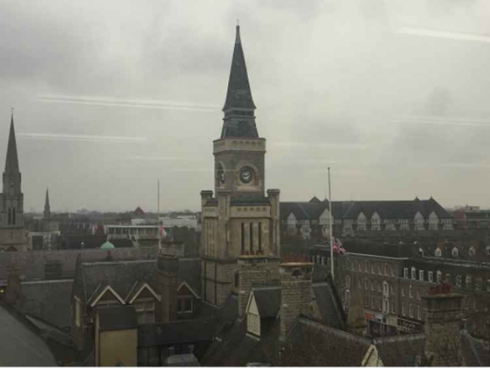 Ealing Town Hall flag flying at half mast. Image Credit: Ealing Council