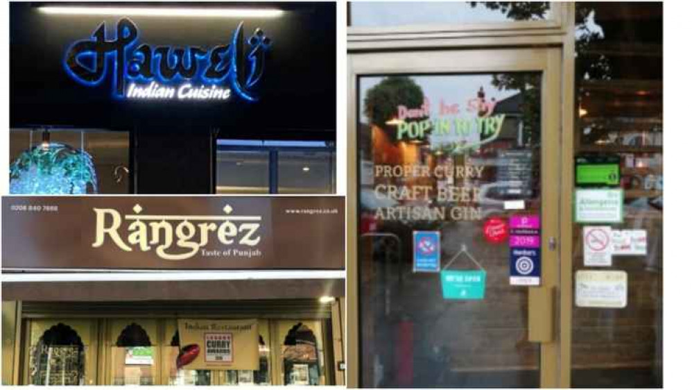 Haweli, Rangrez and Patri Indian Restaurant have been named as the three best in Ealing