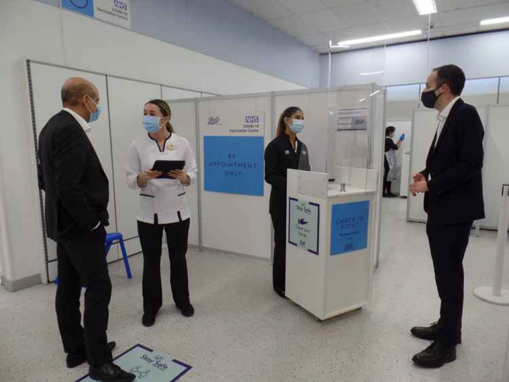 Ealing North MP, James Murray at the Boots vaccination centre in Greenford on Friday, February 19. Image Credit: James Murray Twitter