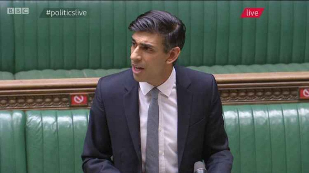 Chancellor Rishi Sunak addressing Parliament earlier today