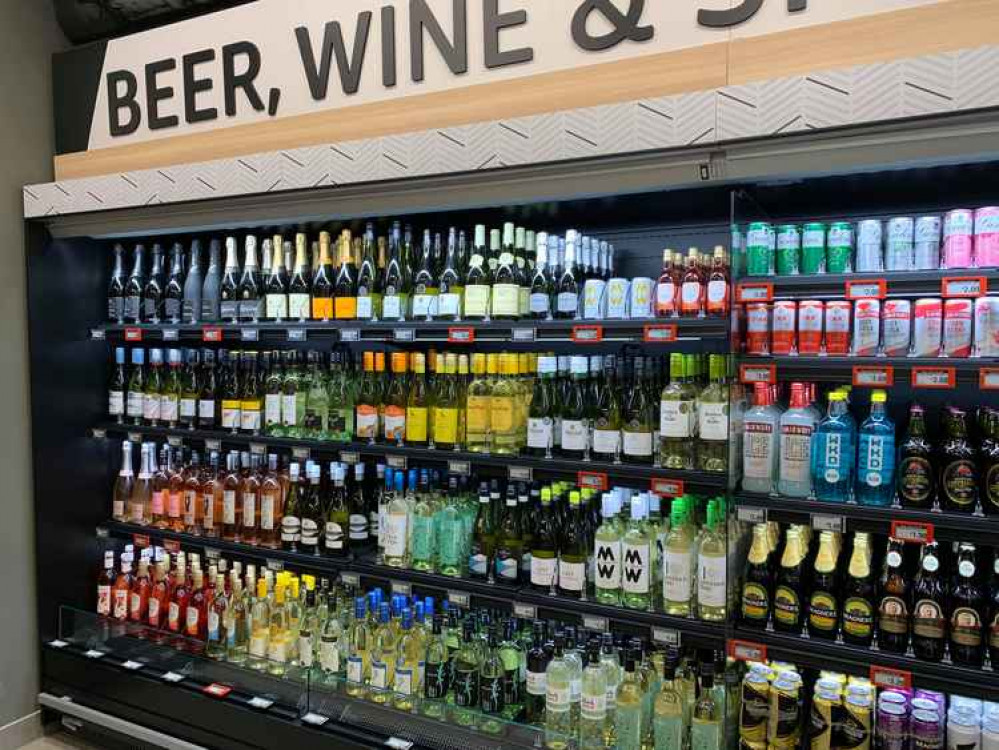 Alcohol is on offer, with an Amazon worker checking customers' IDs before entering that part of the store