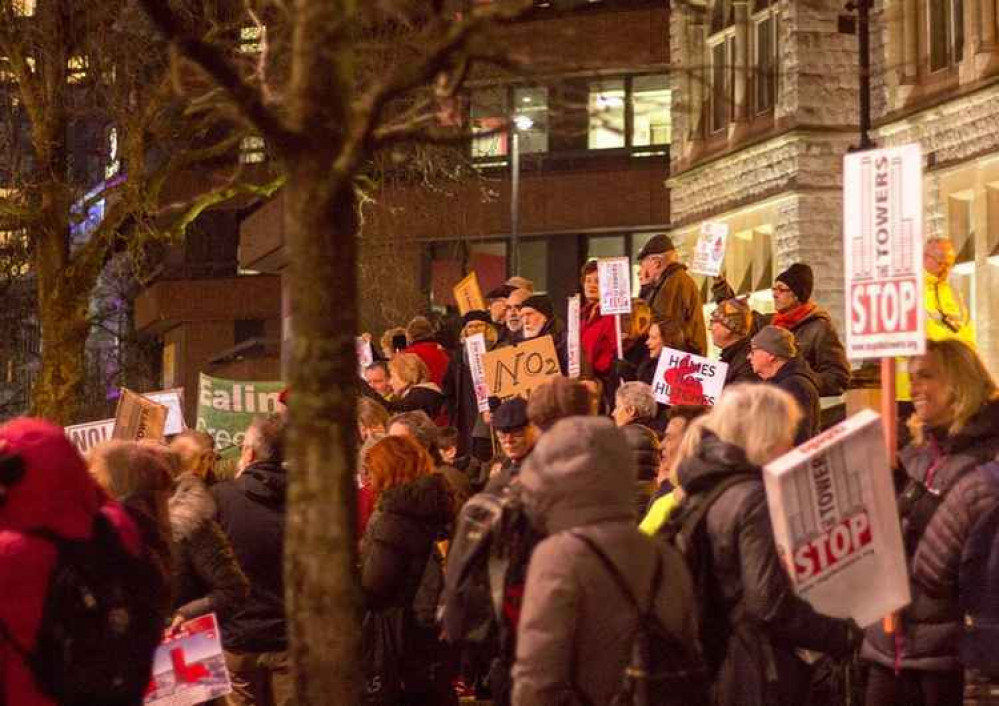 Stop the Towers protestors gathered at Ealing Town Hall last year