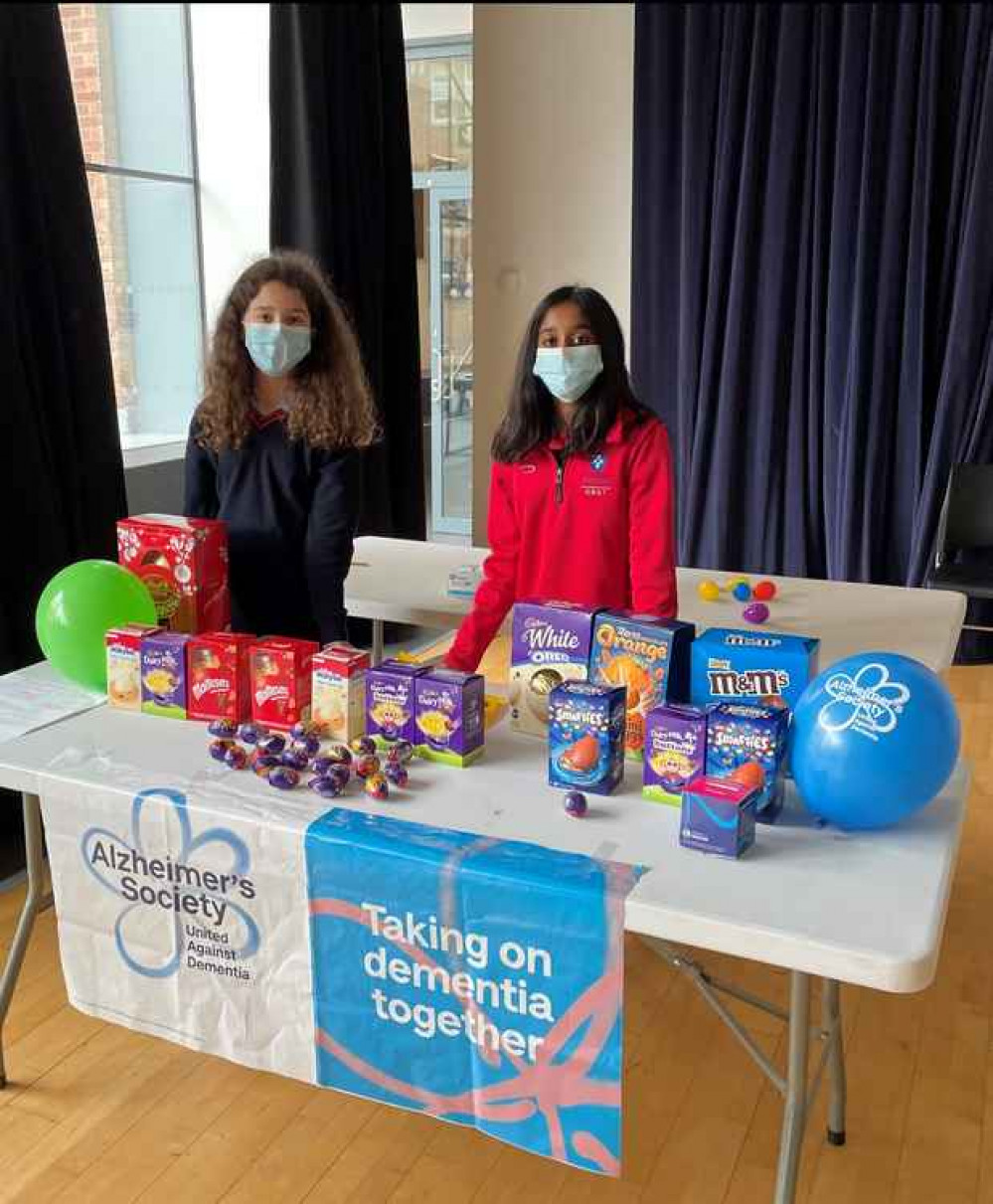 Year 8 students at Notting Hill & Ealing School selling Easter eggs to raise funds for the Alzheimer's Society. Image Credit: Notting Hill and Ealing High School