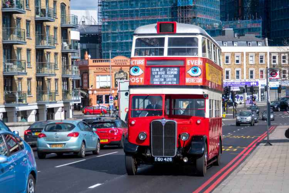 Kew Bridge was filled with historic buses passing through. Image Credit: Nigel Williamson