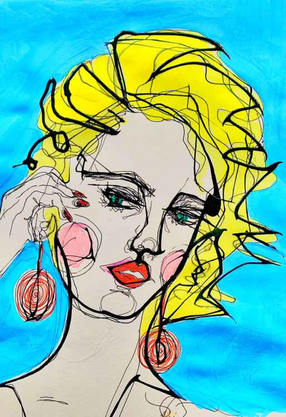 Red Earrings Blonde Hair - Kate Winskill Red Earrings Blonde Hair - Kate Winskill