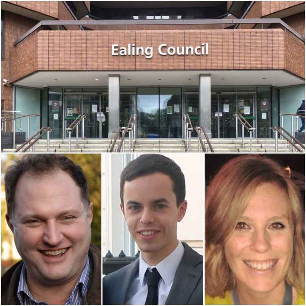 Ealing's three newest councillors: From left to right, Julian Gallant, Fabio Conti and Louise Brett