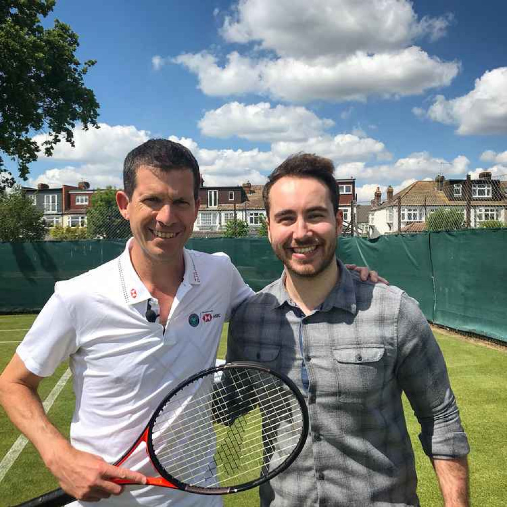 Interviewing Tim Henman during my internship at London Live in May 2019