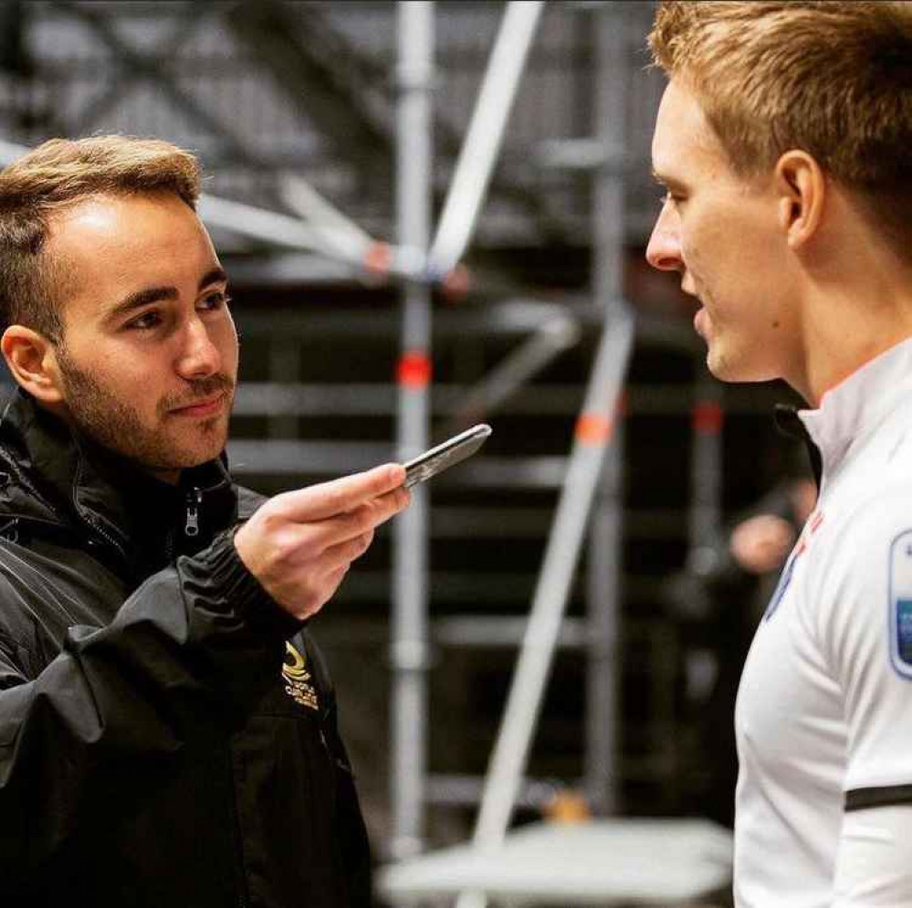 Interviewing the Danish Curling captain during the European Curling Championships in Sweden in November 2019