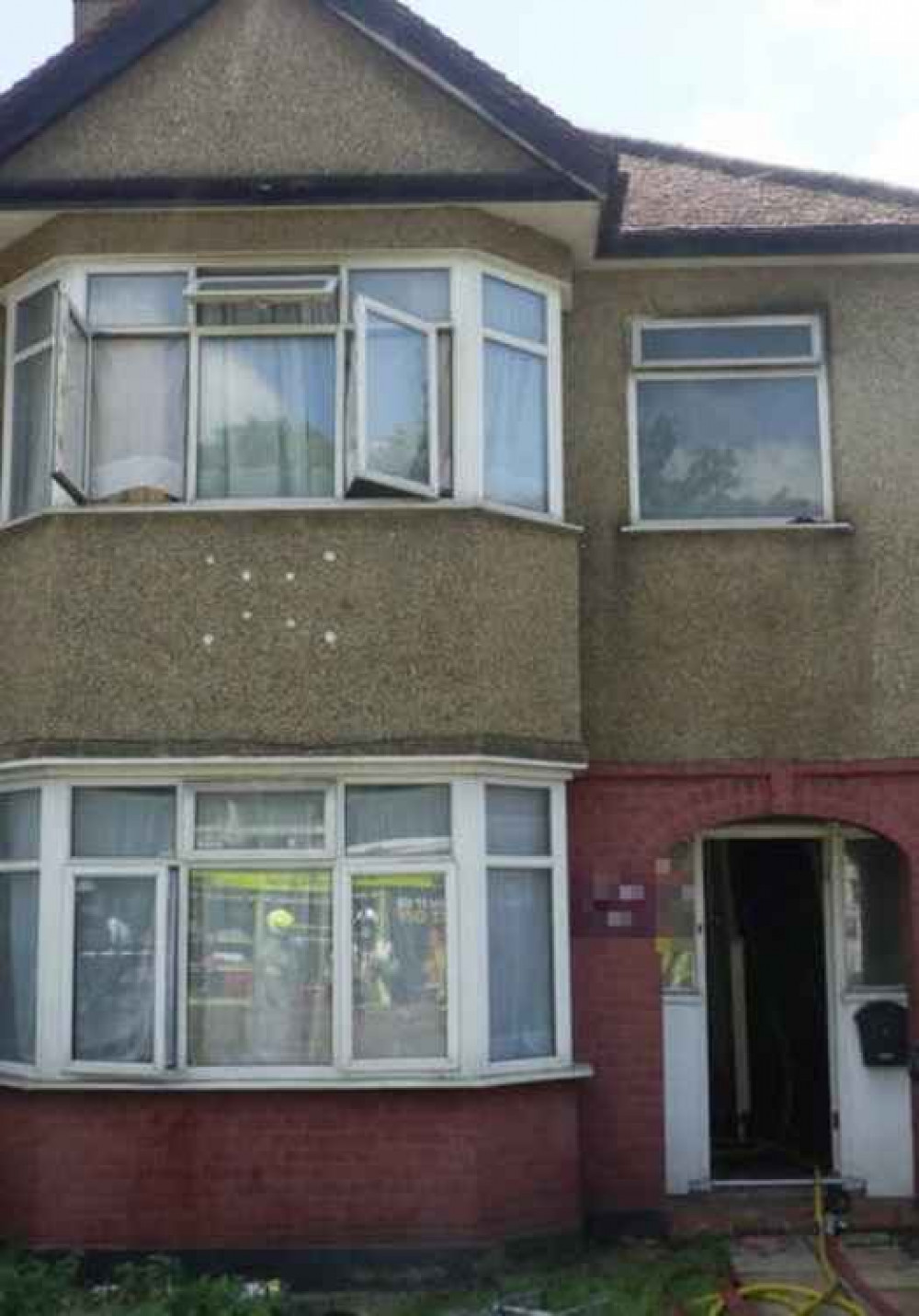 Part of the ground floor, half of the first floor and part of the roof were damaged. Image Credit: London Fire Brigade