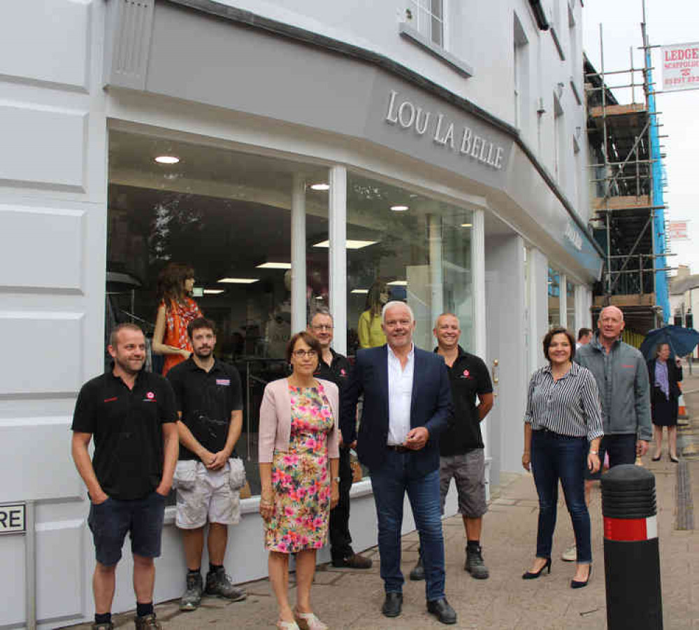 The Axminster Property team pictured with Louise Wall of Lou La Belle outside the shop