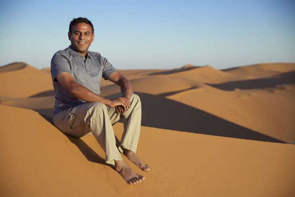 Raj in the Western Sahara Desert in Morocco. Image Credit: Raj Joshi