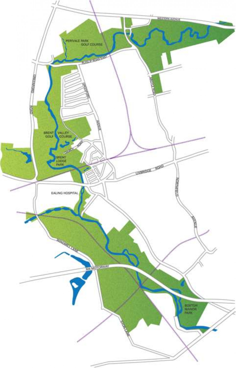 The current map of the Brent River Park, also known as "The Lungs of London". Image Credit: Warren Farm Nature Reserve