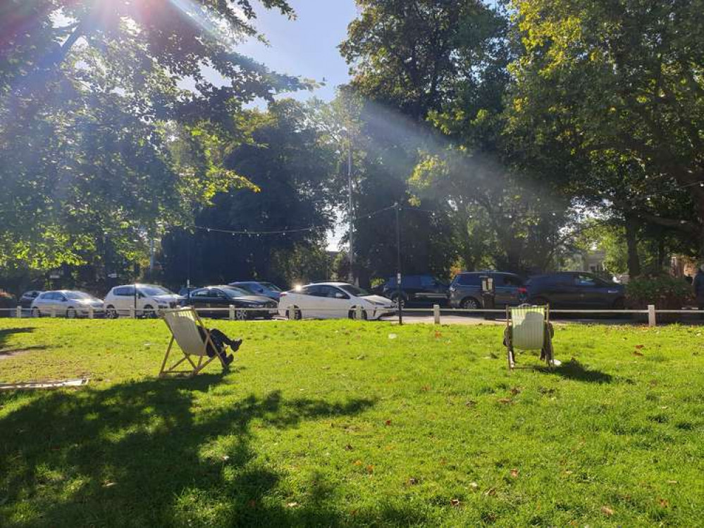 Deckchairs in central Ealing.