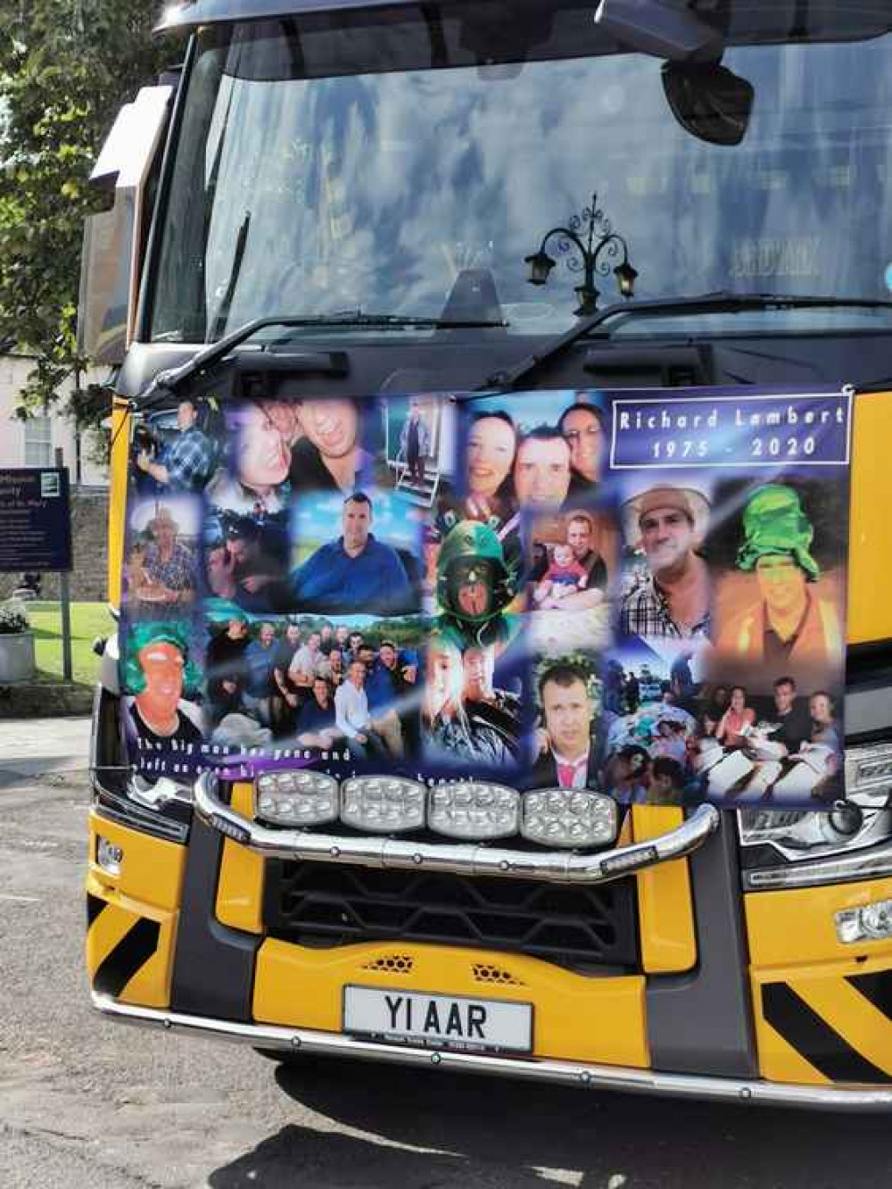 An Aardvark truck decorated with Richard's photos parked in Trinity Square for the funeral service (photos courtesy of Gareth Taylor)