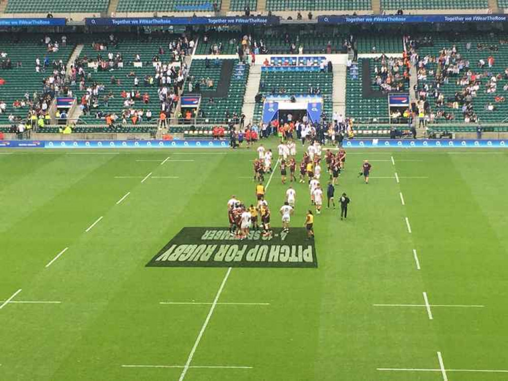 England and USA shake hand with each other at full time (Image: Myles McDevitt)