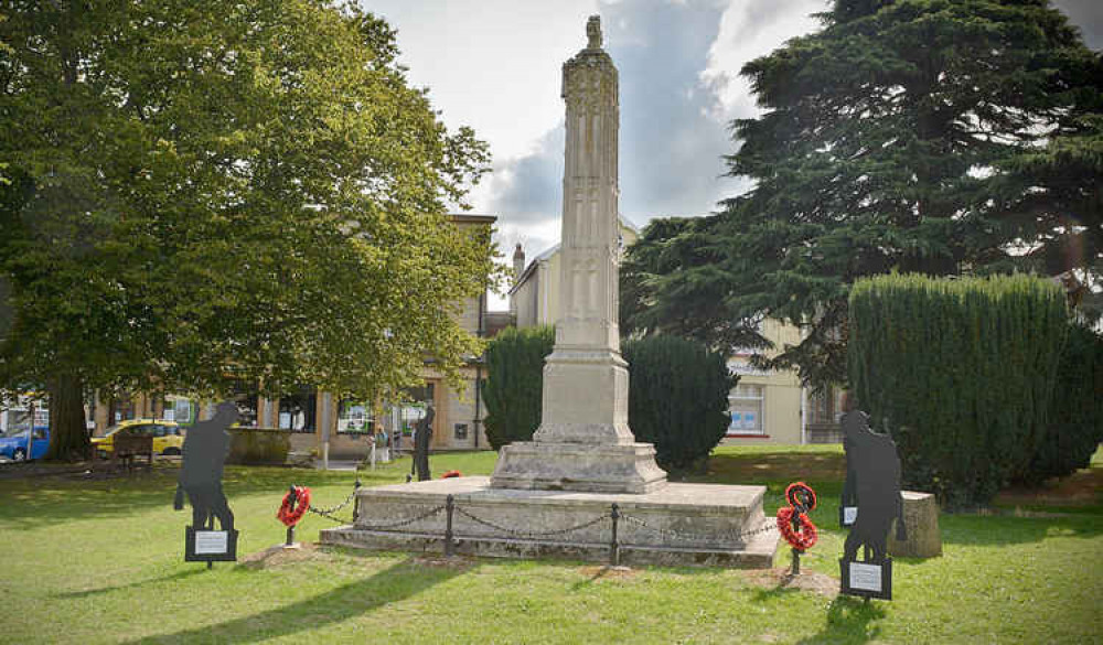 The Axminster War memorial of the Minster Green where social distancing will be observed for the Remembrance service on November 8th