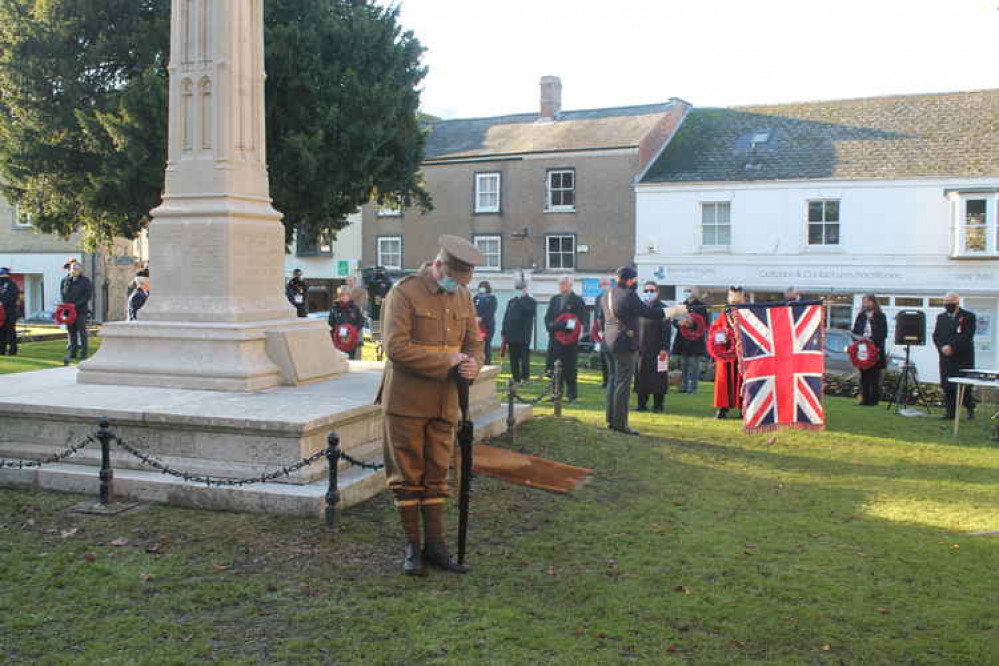 The standards are lowered during the playing of the Last Post