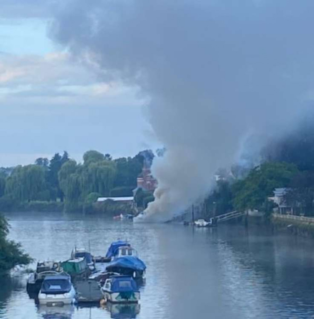 Puffin on fire, taken by a passer-by from the Eel Pie Island footbridge