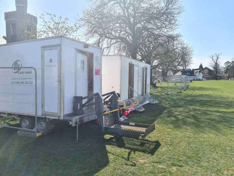 Temporary toilets were installed on Twickenham Green earlier this year (Image: Nub News)