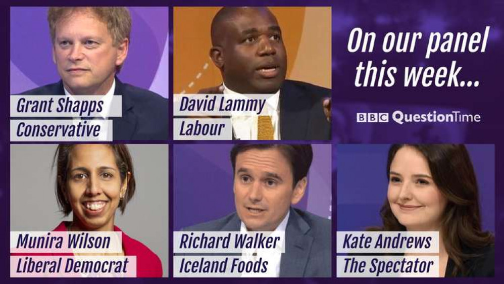 The BBC show's line-up tonight (Image: BBC Question Time)