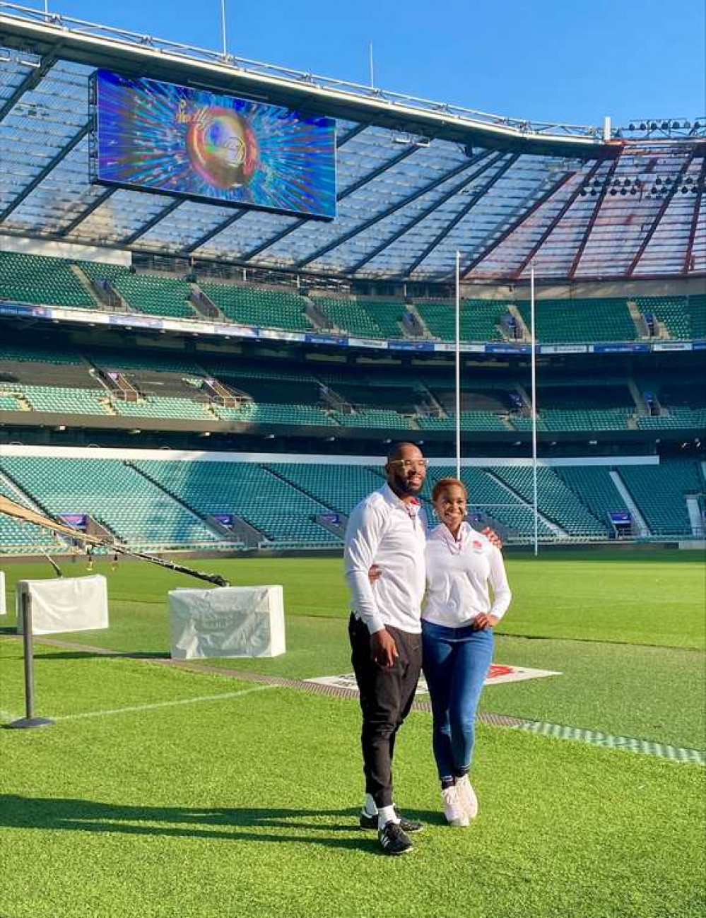 Former rugby star Ugo Monye and Strictly dancer Oti meeting up at Twickenham