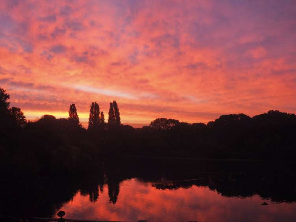 The astonishing sunrise turned the sky scarlet. Credit: Ruth Wadey @ruths_gallery.