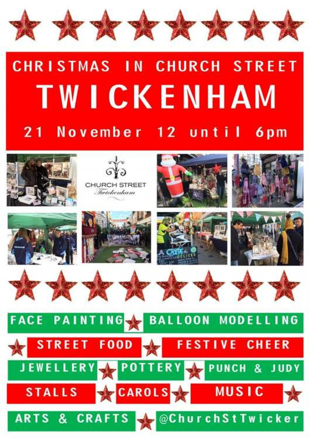 Twickenham's Church Street is to be the heart of the area's Christmas festivities and lights switch-on this weekend. Credit: Church Street Association.