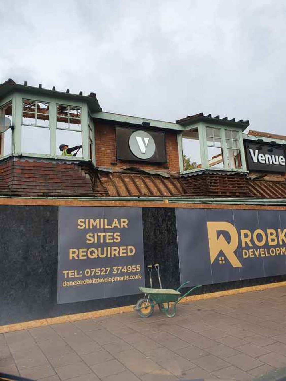 Work begins on turning Hitchin's former Venue bar into flats. CREDIT: HITCHIN NUB NEWS