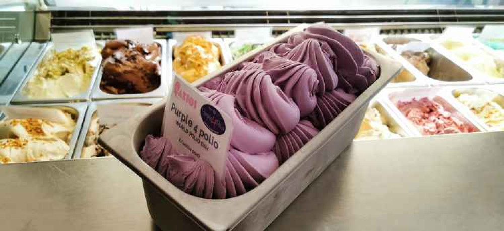 Rotary Club of Hitchin Tilehouse and Fabio's Gelato produce purple ice cream in bid to back battle against polio