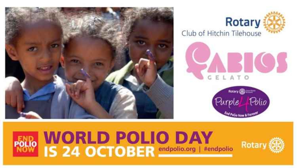 Rotary Club of Hitchin Tilehouse and Fabio's Gelato produce purple ice cream in bid to back battle against polio