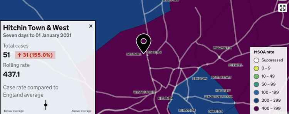 Hitchin Covid map: Confirmed cases continue to rise. CREDIT: Unsplash