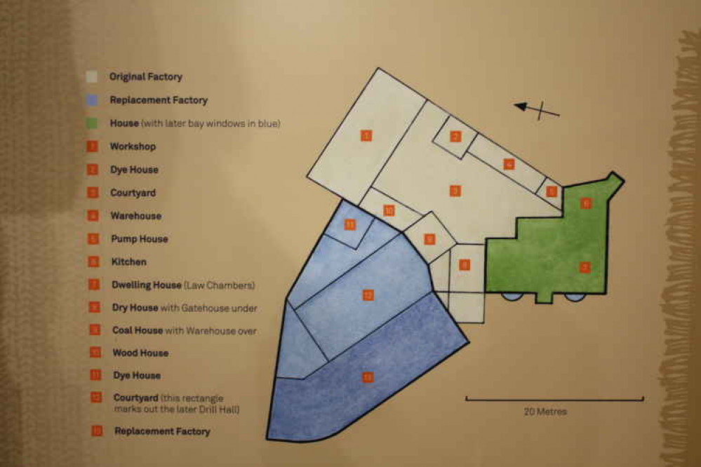 Plan of the building showing the relocation of the carpet factory in 1828