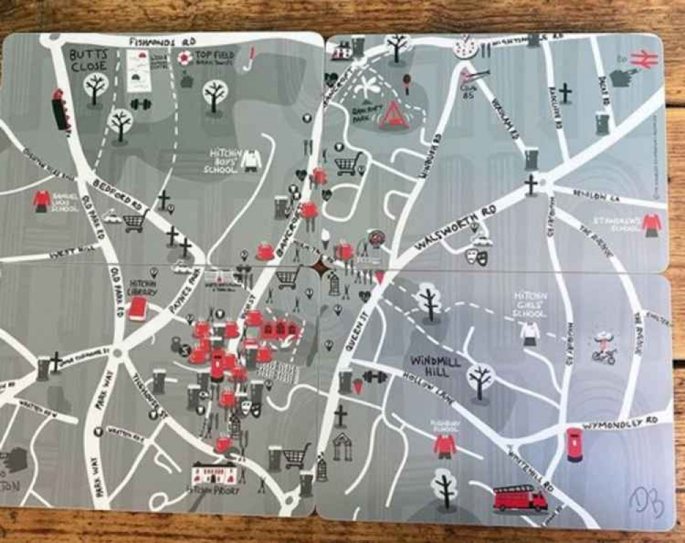 Father's Day: Find out the best Hitchin related present here! PICTURE: The must-have Hitchin placemats. CREDIT: Dan the Scribbler Insta