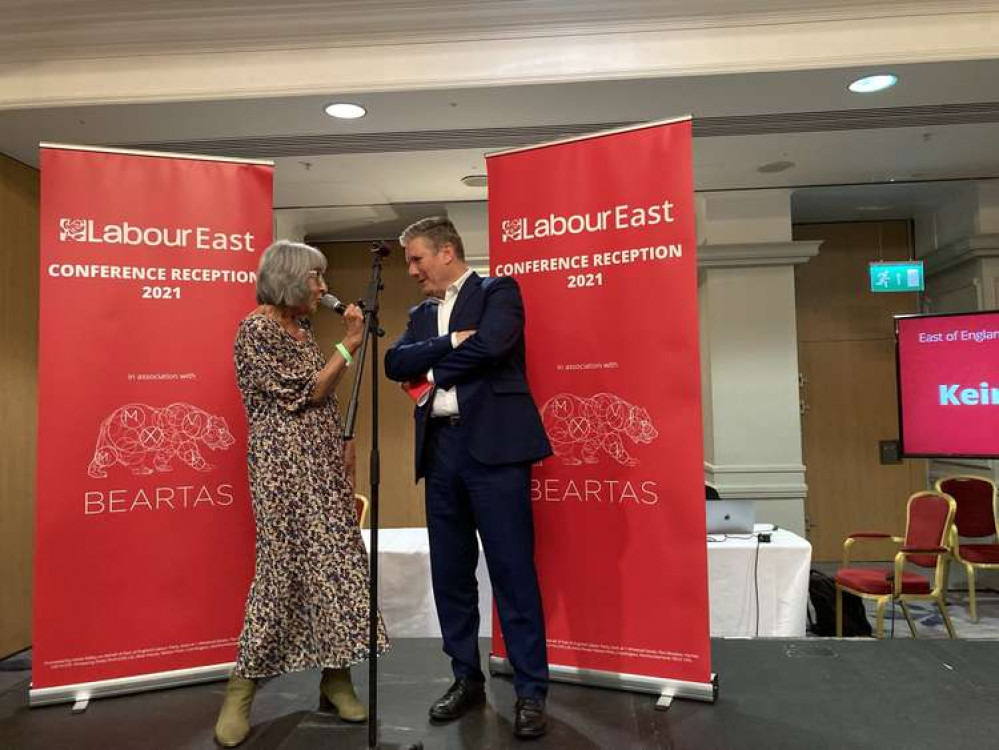 Hitchin councillor agrees with Labour leader Keir Starmer's call for next James Bond to be a woman - to end 'historical sexism and misogyny'. PICTURE: The highly-respected Judi Billing meeting Keir Starmer at the Labour Party Conference this w