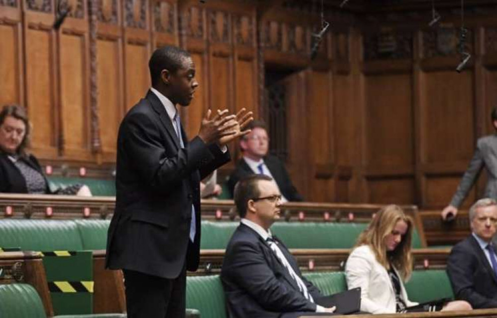 Hitchin MP Bim Afolami warns PM Boris Johnson over a 'gradual and then sudden decline into defeat' after sleaze row hits popularity. PICTURE: Mr Afolami debating in Parliament. CREDIT: Bim Afolami website