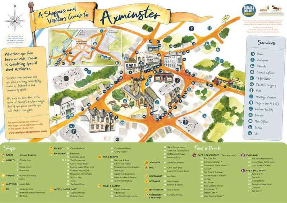 The Axminster Shoppers and Visitors Map which was launched this week