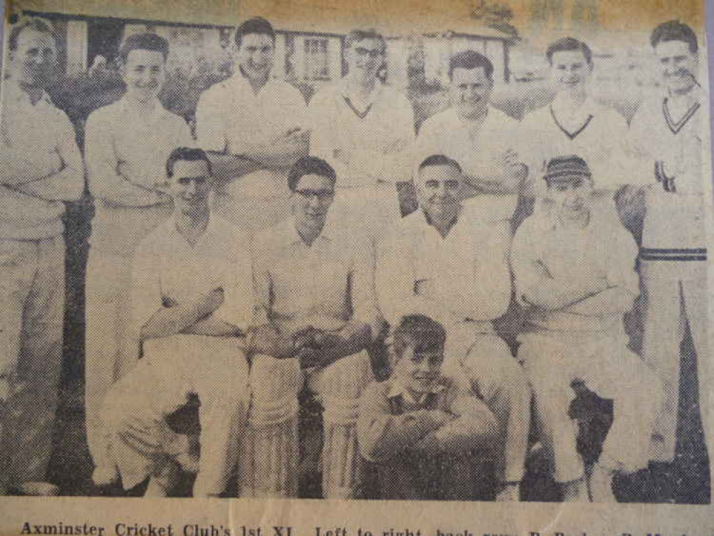 Axminster CC First XI circa 1960 – I am the scorer in the front