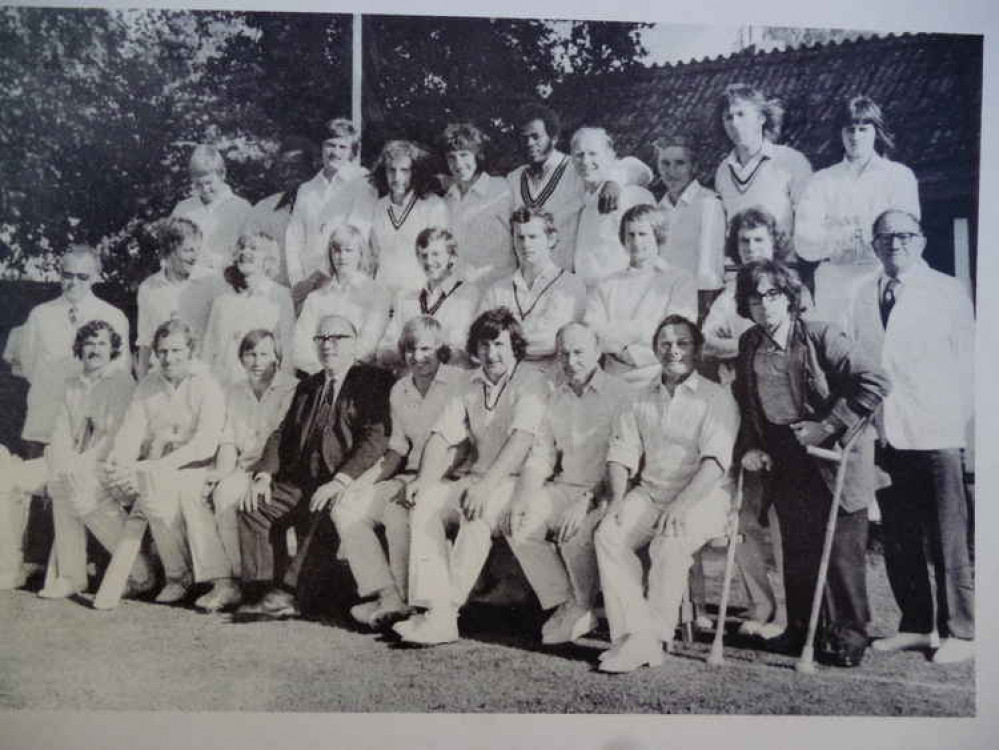 Axminster Town CC v Somerset CCC 1974 – Viv Richards is back row second from left, Ian Botham is middle row second from left – next to umpire Les Haynes